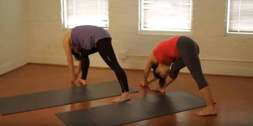 Standing separate leg Forehead to Knee Pose